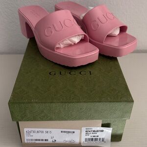 Gucci Women's Pink Rubber Platform Mules